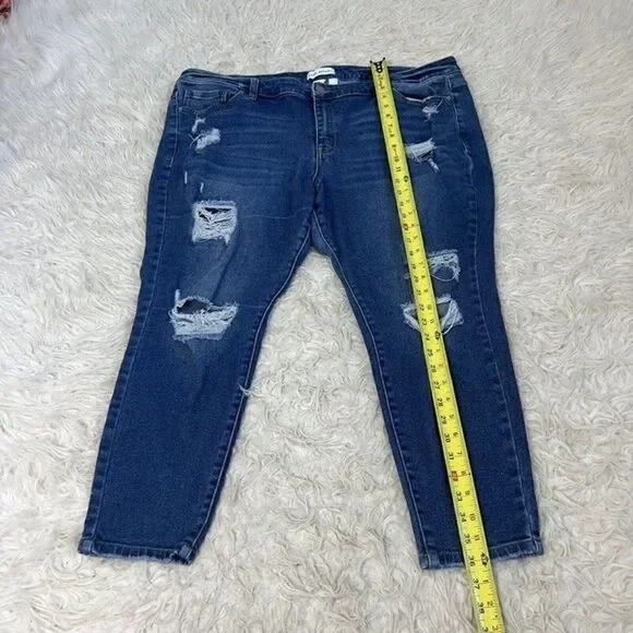 Lane Bryant Flex Magic Waistband Mid Rise Skinny Curvy Jean Size 24P Distressed - Picture 6 of 10